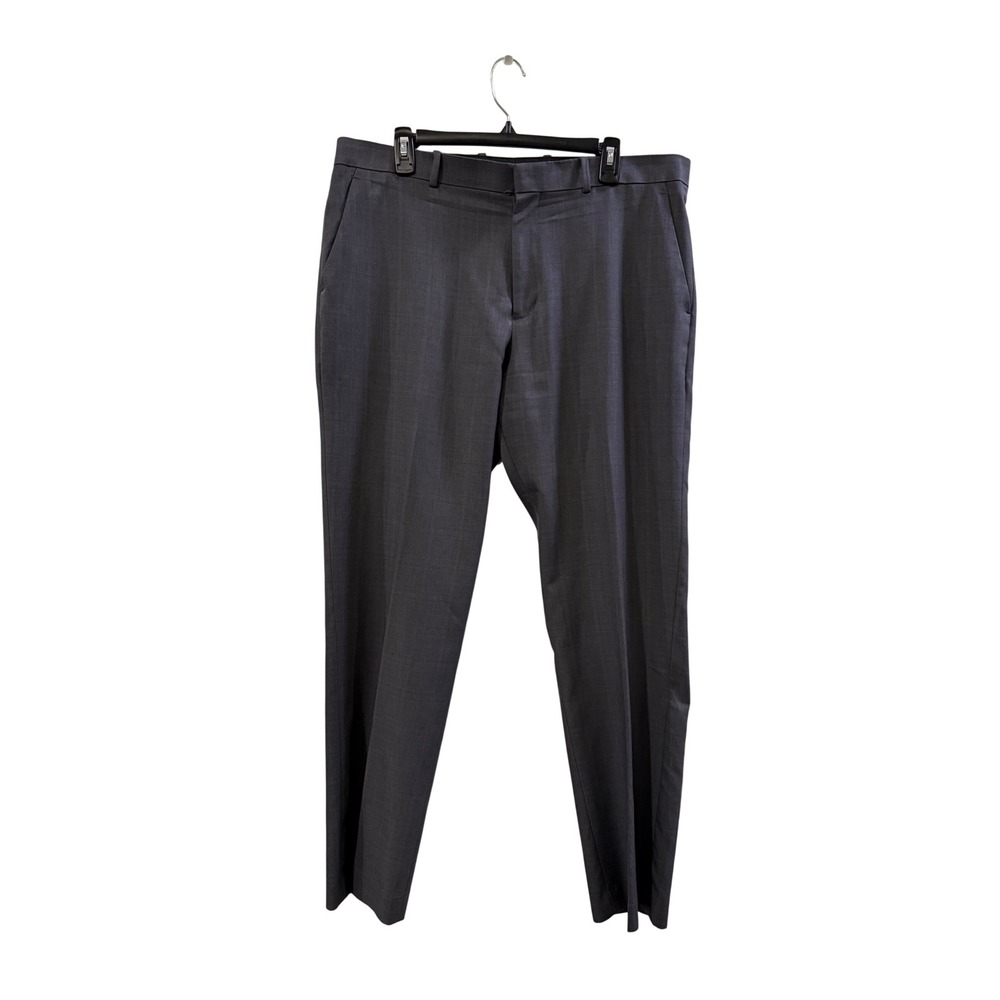Perry Ellis Portfolio Mens Grey Plaid Modern Fit Dress Pants Folio-Flex 38x32